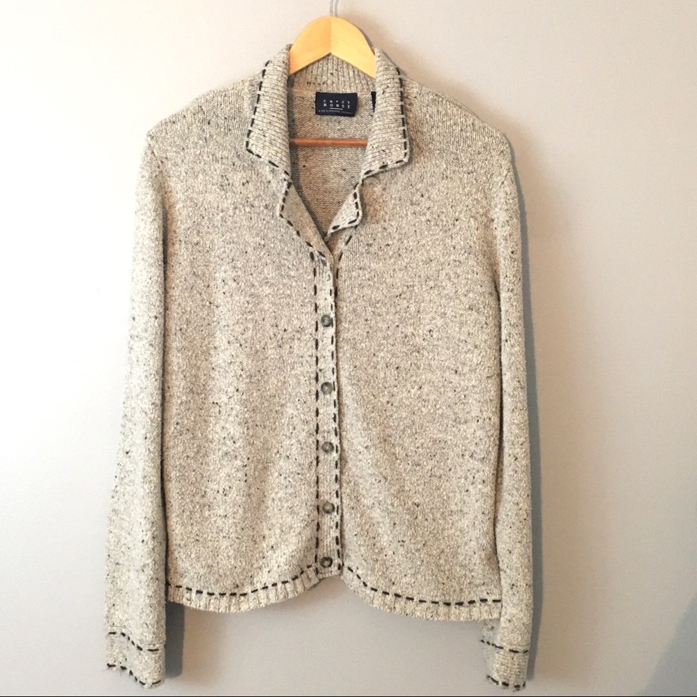 CRAZY HORSE Liz Claiborne Cardigan Gray Button Up